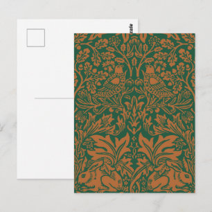 Cartão Postal William Morris 1881 Birds, Rabbit Floral Pattern