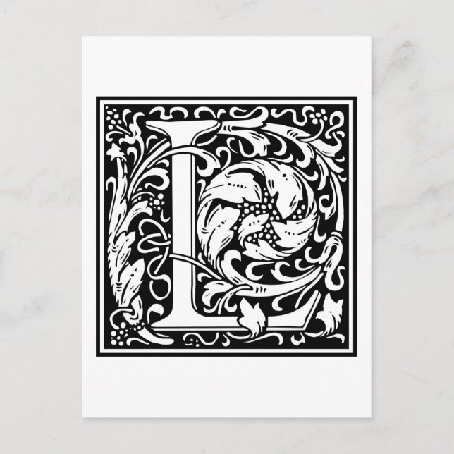 Cartão Postal William Morris Alphabet "L" (Frente)