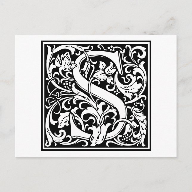 Cartão Postal William Morris Alphabet "S" (Frente)