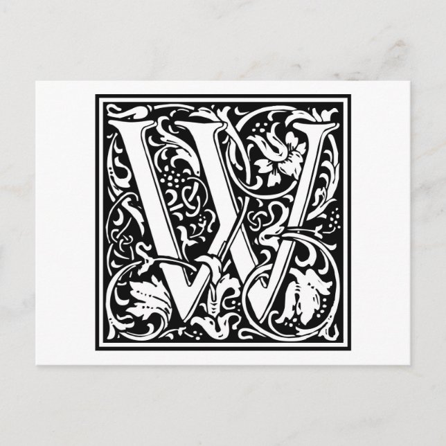 Cartão Postal William Morris Alphabet "W" (Frente)