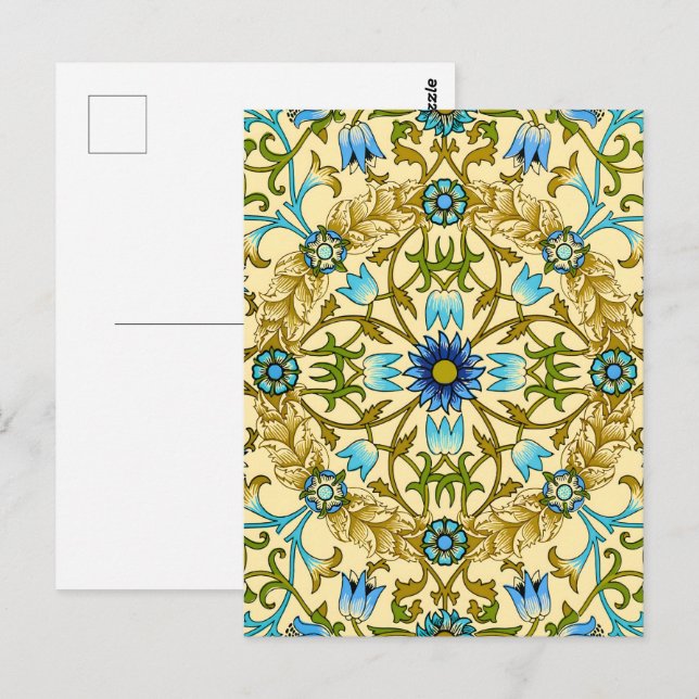 Cartão Postal William Morris Antique 1873 Padrão de Vinha e Flor (Frente/Verso)