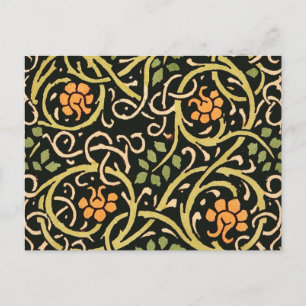 Cartão Postal William Morris Black Floral Art Impressão Design