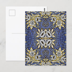 Cartão Postal William Morris Blue e Dourada Tulip Willow Design