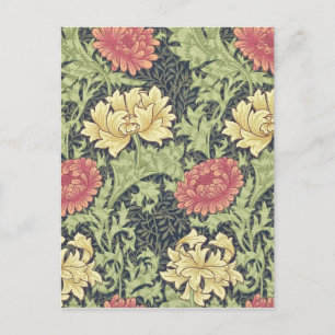 Cartão Postal William Morris Chrysanthemum Vintage Arte Floral