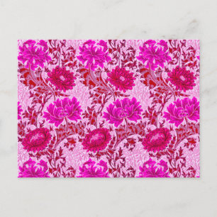 Cartão Postal William Morris Chrysanthemums, Burgundy e Pink