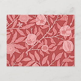 Cartão Postal William Morris - design de romã (vermelho)