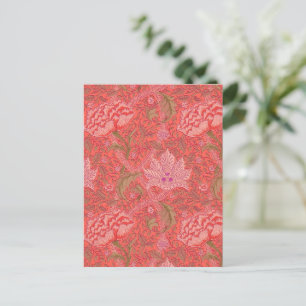 Cartão Postal William Morris - Elegante Vermelho e Rosa Floral