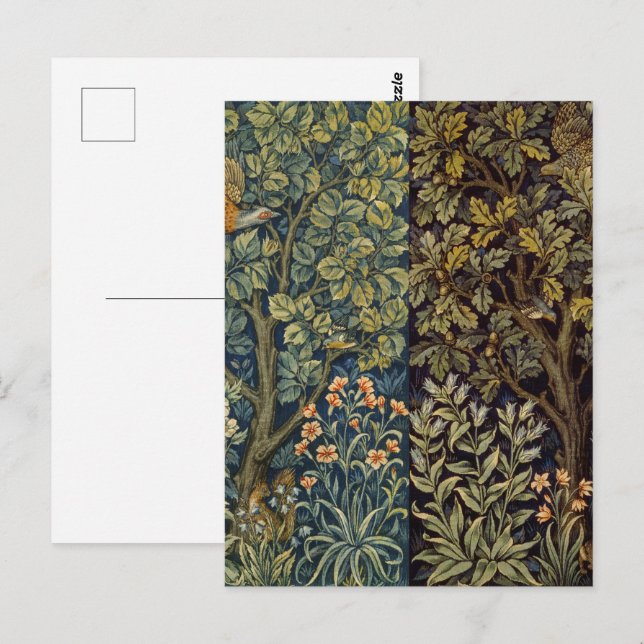 Cartão Postal William Morris Faisão Pássaro Árvore Flor (Frente/Verso)