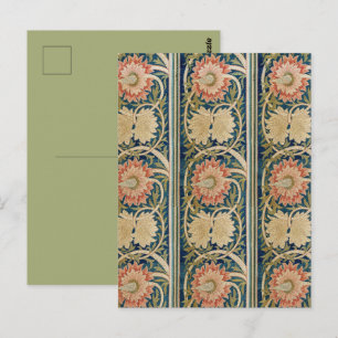 Cartão Postal William Morris Floral de Seda Rosa Embutido Antigo