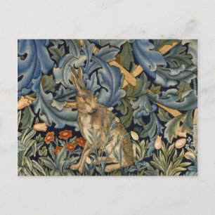 Cartão Postal William Morris Forest Rabbit Floral Art Nouveau