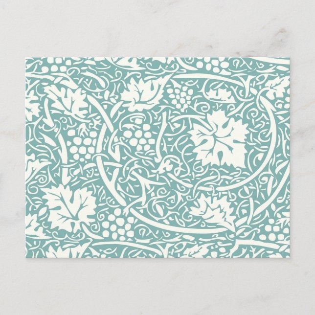 Cartão Postal William Morris Grape Pattern Teal Turquoise (Frente)