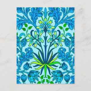 Cartão Postal William Morris Hyacinth Impressão, Cerulean Blue