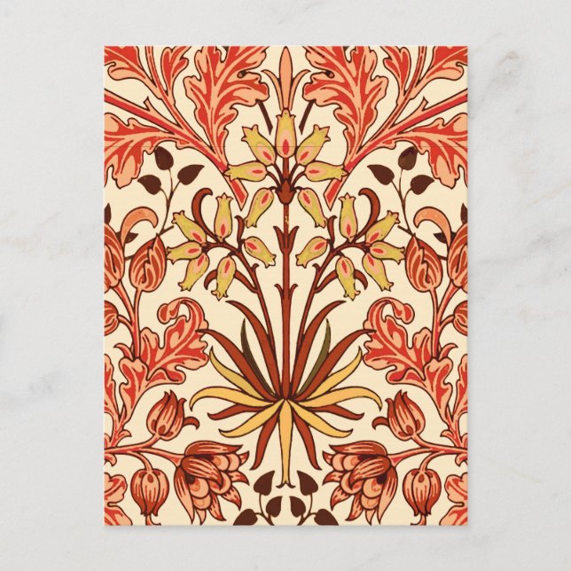 Cartão Postal William Morris Hyacinth Impressão, Orange e Rust (Frente)