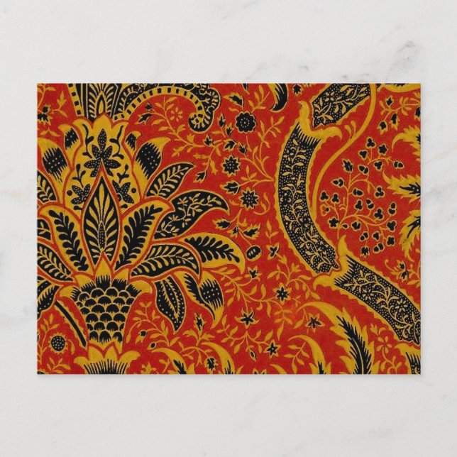 Cartão Postal William Morris India Red Floral (Frente)
