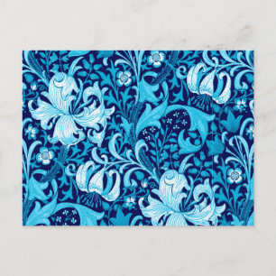 Cartão Postal William Morris Iris e Lily, Indigo Blue & White