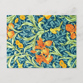 Cartão Postal William Morris - Iris, padrão floral vintage