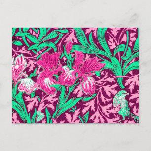 Cartão Postal William Morris Irises, Fuchsia Pink e Wine