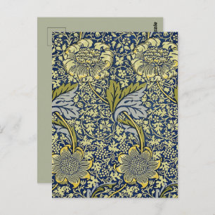 Cartão Postal William Morris Kennet Floral Wallpaper Azul