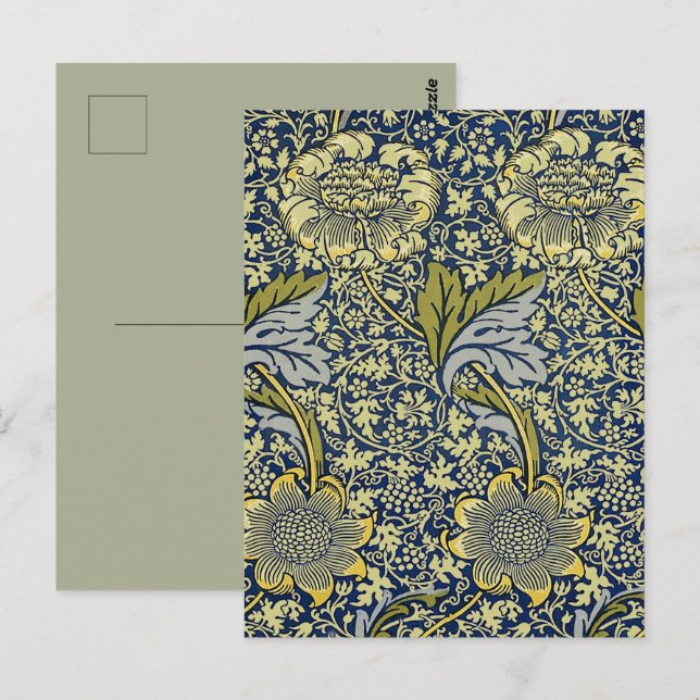 Cartão Postal William Morris Kennet Floral Wallpaper Azul (Frente/Verso)