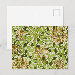 Cartão Postal William Morris Madressilva Flores Verdes