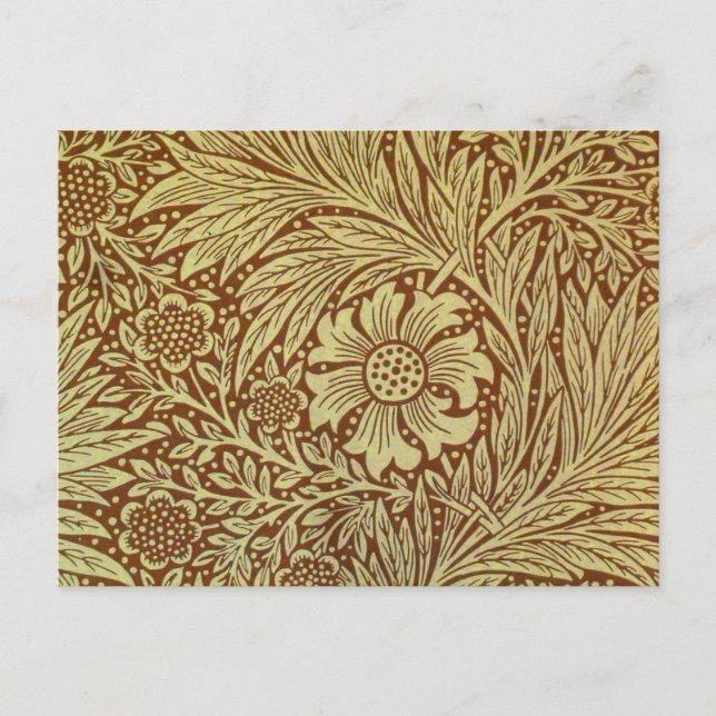 Cartão Postal William Morris Marigold Padrão Antiquado de Flor (Frente)