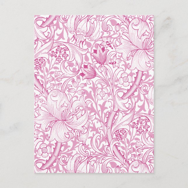 Cartão Postal William Morris Ouro Lily Floral Patterno (Frente)