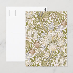 Cartão Postal William Morris Ouro Lily Garden Flor Classic