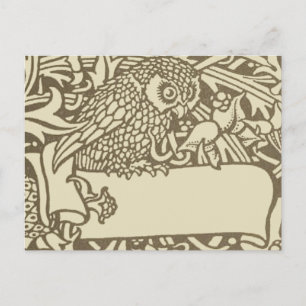 Cartão Postal William Morris Owl Floral Vintage Design