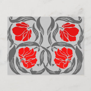 Cartão Postal William Morris Pimpernel, Prata Cinza e Vermelho