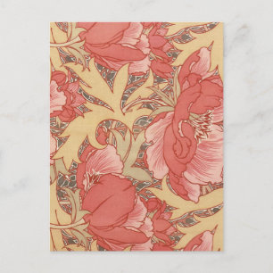 Cartão Postal William Morris Poppies Floral Art Nouveau Pattern