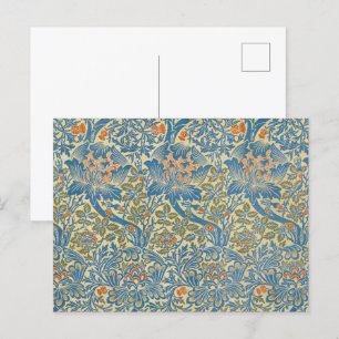 Cartão Postal William Morris Rosa e Thistle Floral Blue