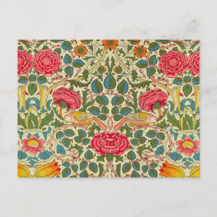 Cartão Postal William Morris Rosa Floral Chintz Rosa