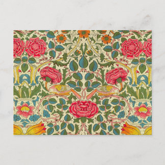 Cartão Postal William Morris Rosa Floral Chintz Rosa