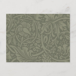 Cartão Postal William Morris Soft Green Floral Vintage Pattern