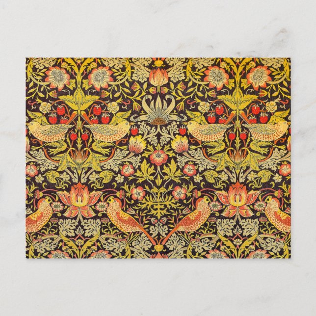 Cartão Postal William Morris Strawberry Thief Pattern (Frente)