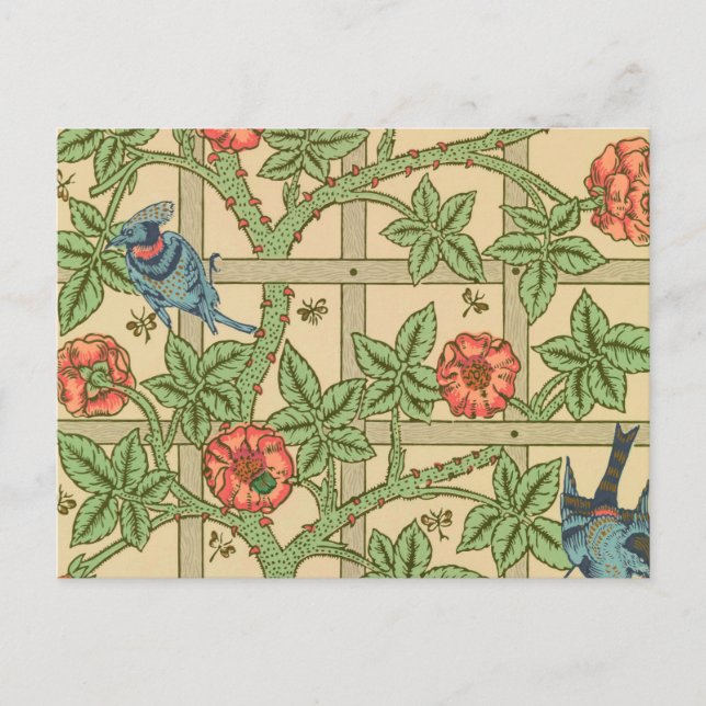 Cartão Postal William Morris Trellis Classic Wallpaper Design (Frente)