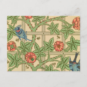 Cartão Postal William Morris Trellis Inglês Design Floral