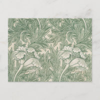 William Morris Verde Sage Padrão de Tulipa: Vintag