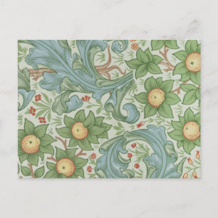 Cartão Postal William Morris Vintage Floral Green Blue Orchard