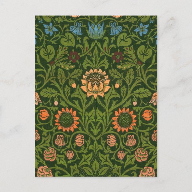 Cartão Postal William Morris Violet e Columbine Art Rug (Frente)