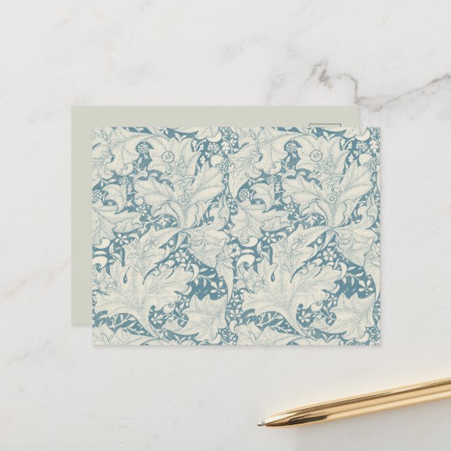Cartão Postal William Morris Wallflower Blue damask (Frente/Verso In Situ)