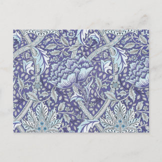 Cartão Postal William Morris Windrush flores florais azuis