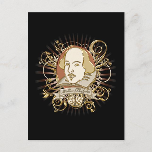 Cartão Postal William Shakespeare Crest (Dourado) (Frente)