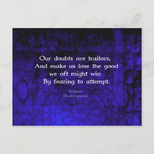 Cartão Postal William Shakespeare Inspirational Courage Quote