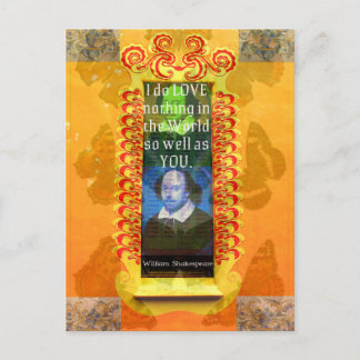 Cartão Postal William Shakespeare Romântico - citação do amor