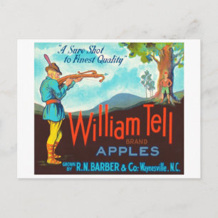 Cartão Postal William Tell Apples Vintage Crate Label