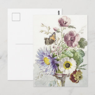 Cartão Postal William vanLee Buquê de Flores com Borboleta