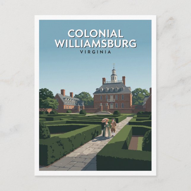 Cartão Postal Williamsburg Colonial Virgínia (Frente)