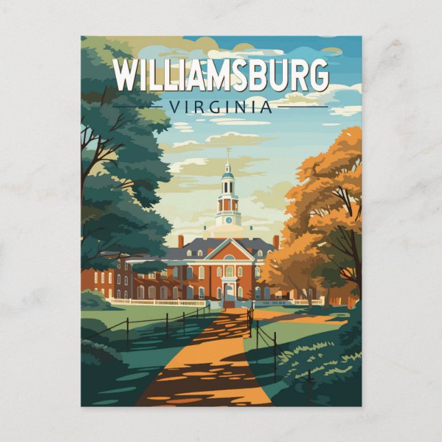 Cartão Postal Williamsburg Virginia Viagem Art Vintage (Frente)