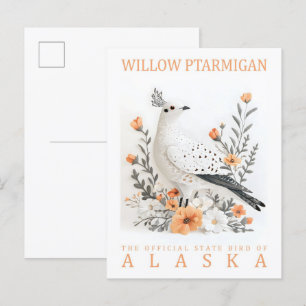 Cartão Postal Willow Ptarmigan Bird do Alaska EUA Viagem